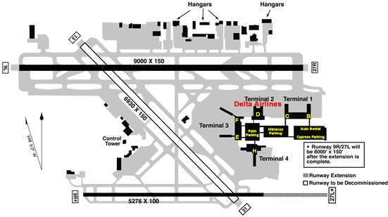 Fort Lauderdale Airport runway and terminal map
